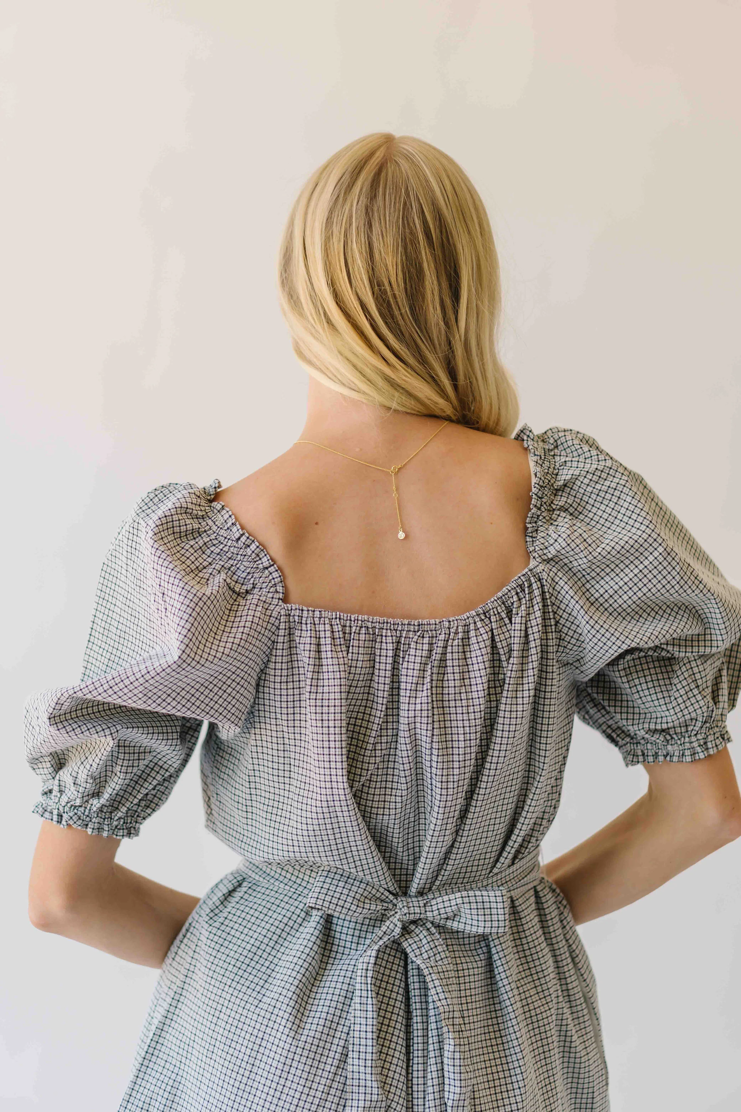 The Cambria Puff Sleeve Gingham Dress in Black - Image 8