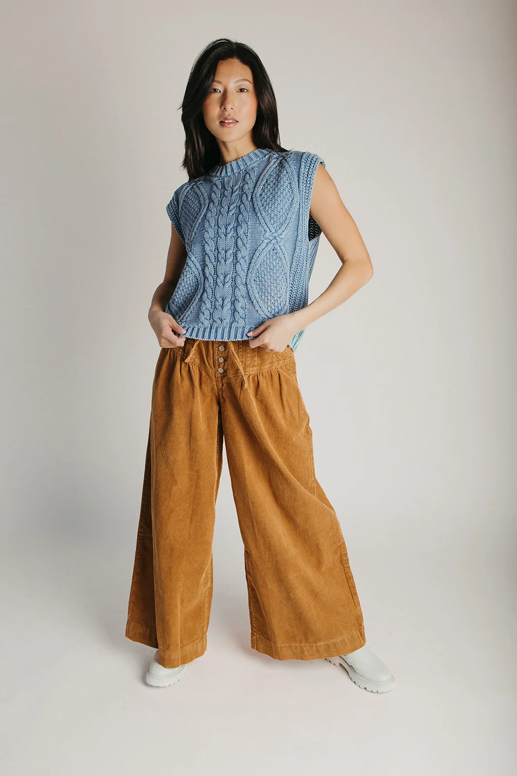 The Carlene Corduroy Pin Tuck Pant in Camel - Image 4