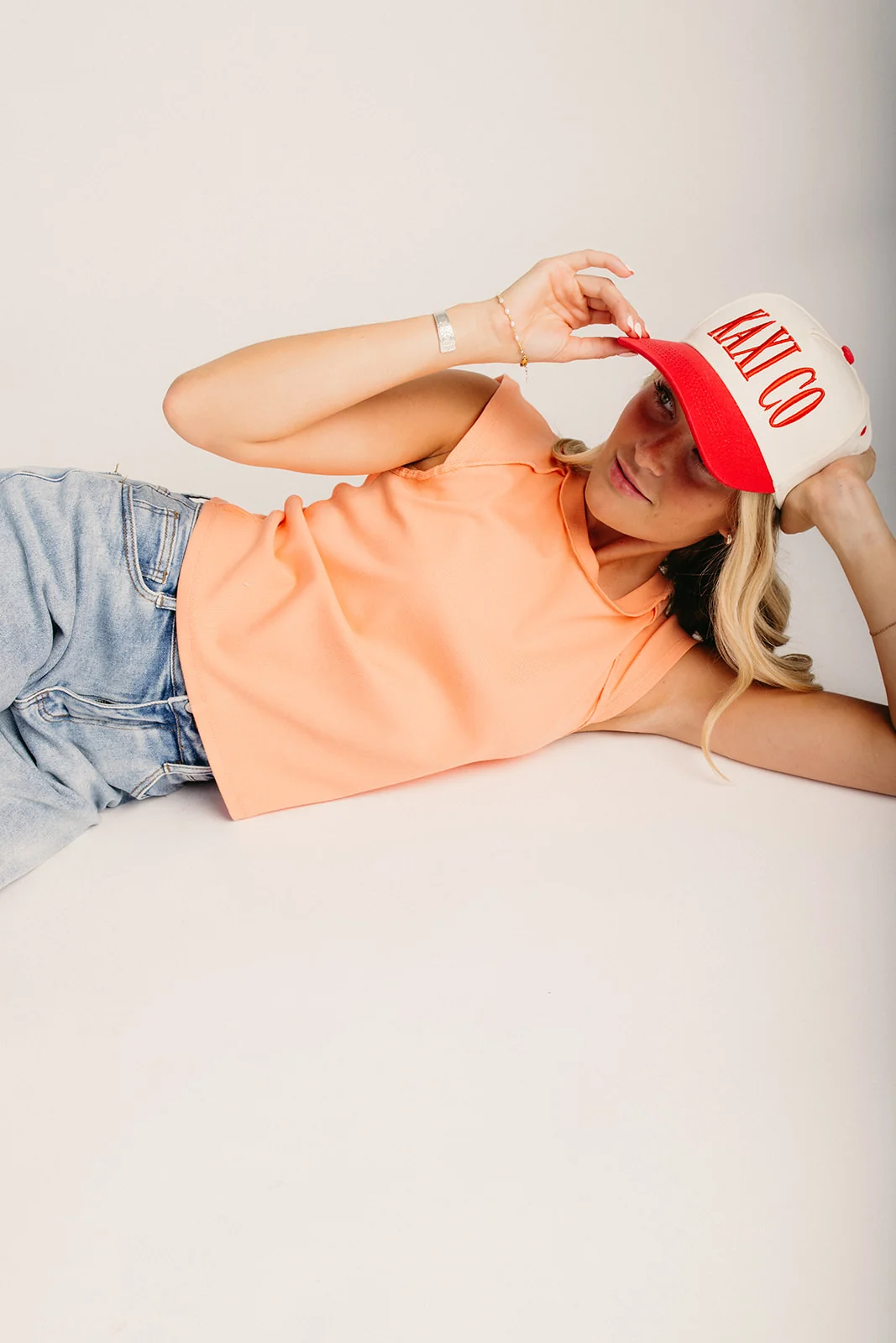 The Castner Short Sleeve Ribbed Tee in Orange - Image 4