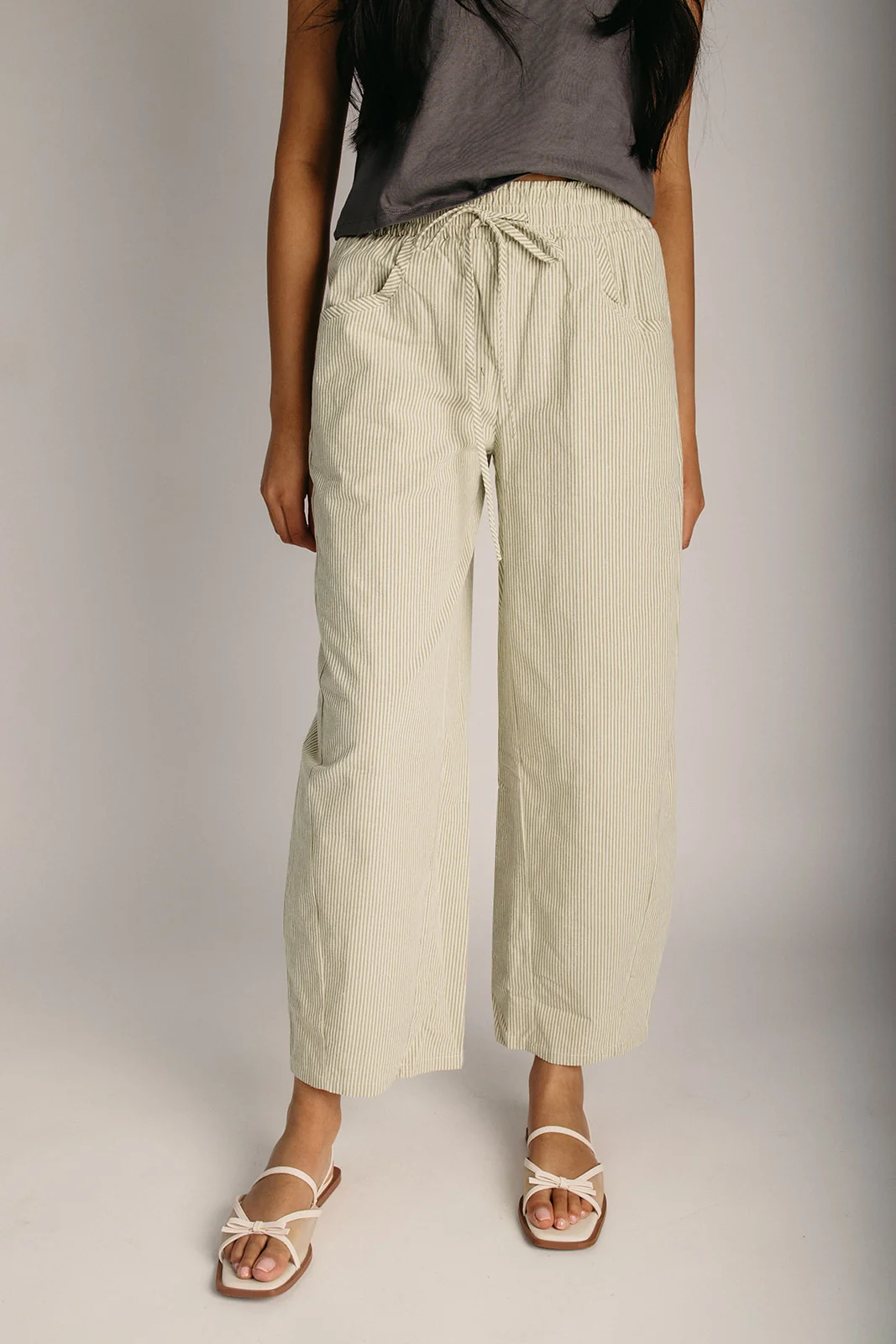 The Copley Striped Drawstring Pant in Matcha