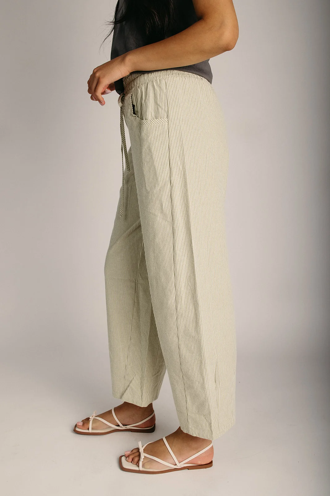 The Copley Striped Drawstring Pant in Matcha - Image 3