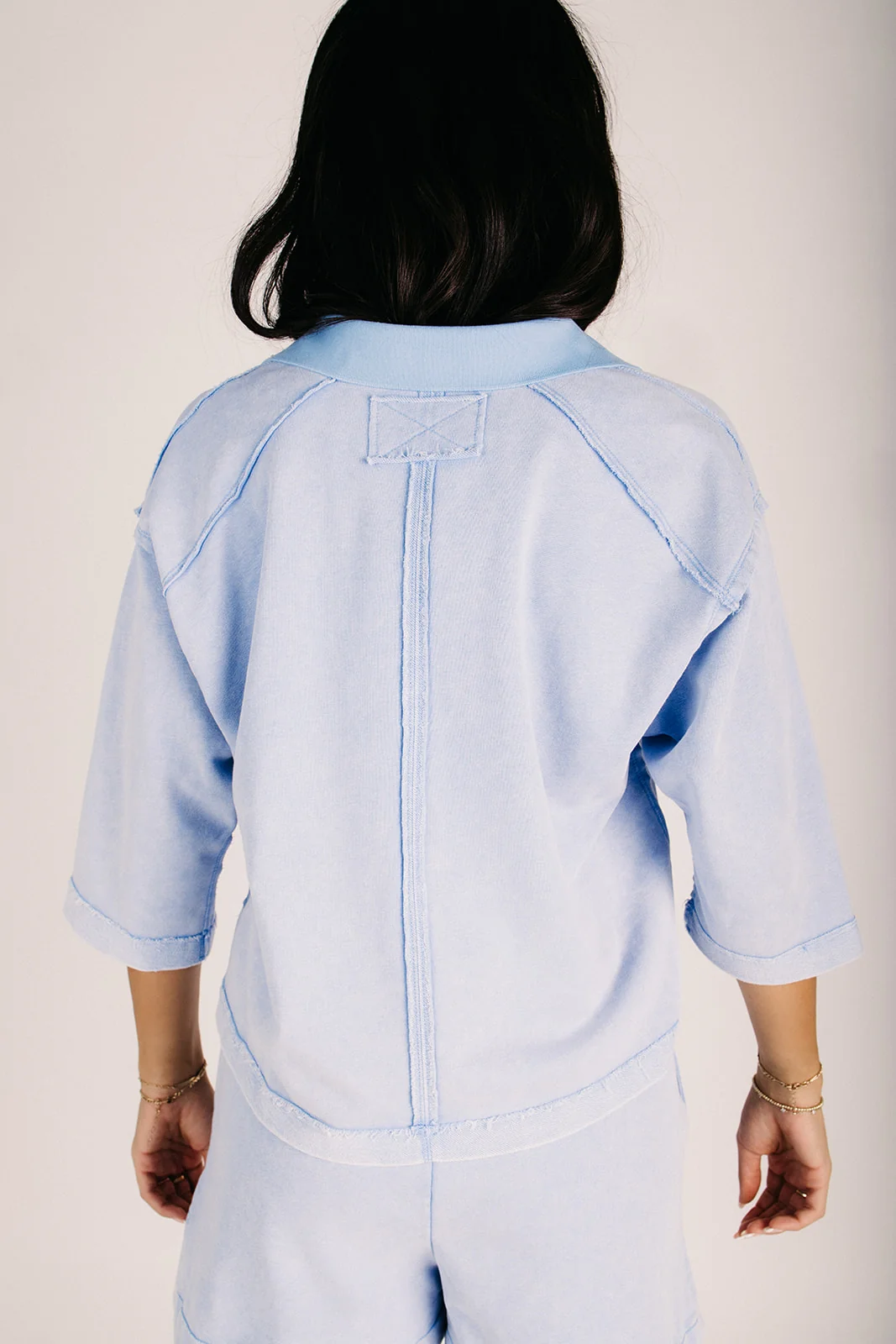 The Dawdy Top + Short Lounge Set in Blue - Image 3