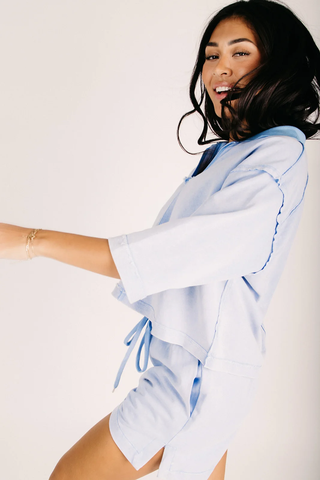 The Dawdy Top + Short Lounge Set in Blue - Image 7