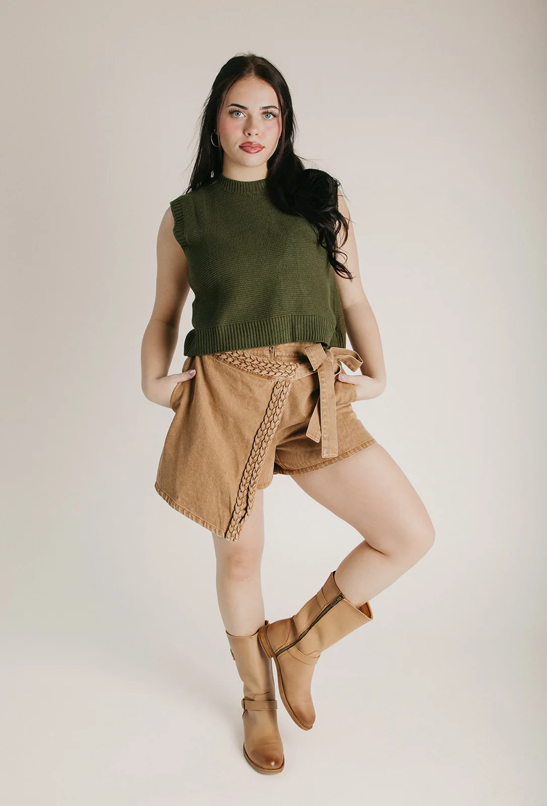 The Deann Knit Vest in Olive - Image 3