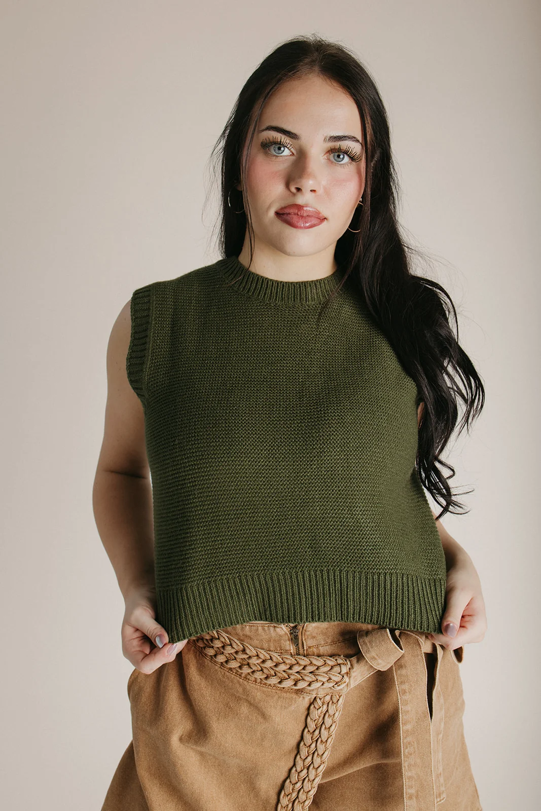 The Deann Knit Vest in Olive - Image 5