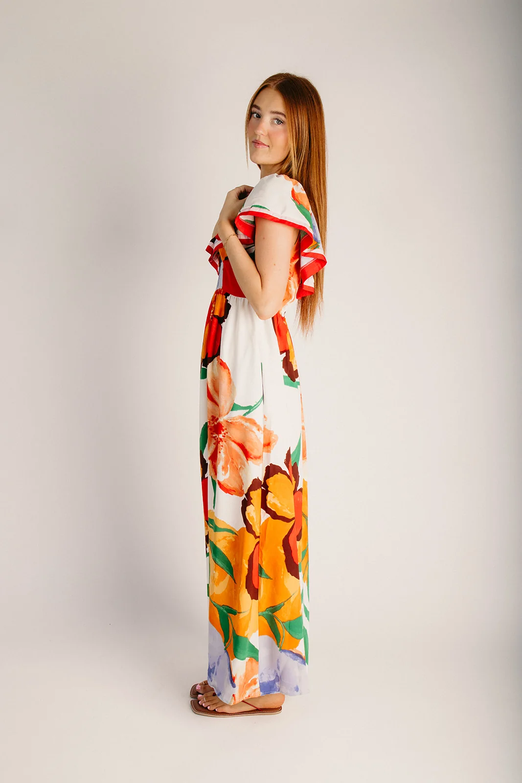 The Dummar Floral Printed Maxi Dress in Hibiscus Multi - Image 3
