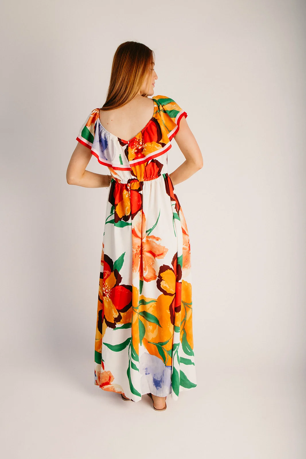 The Dummar Floral Printed Maxi Dress in Hibiscus Multi - Image 4