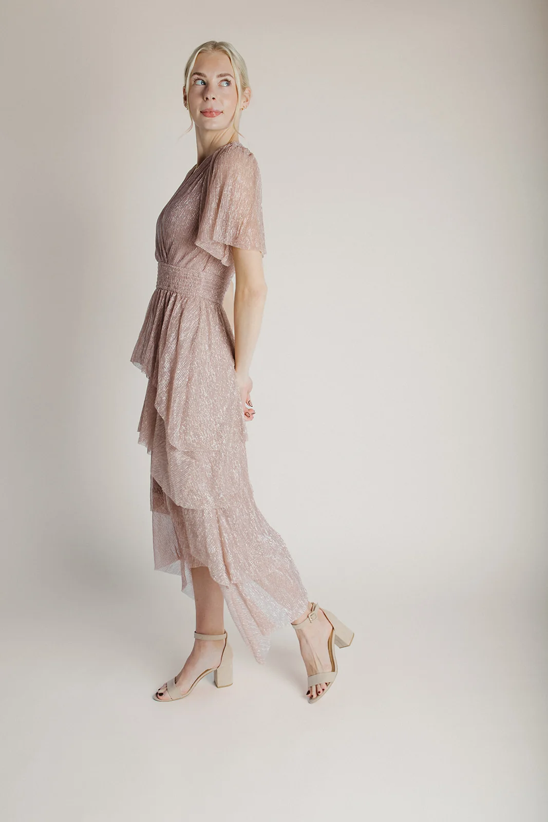 The Erickson Tiered Maxi Dress in Blush Champagne - Image 3