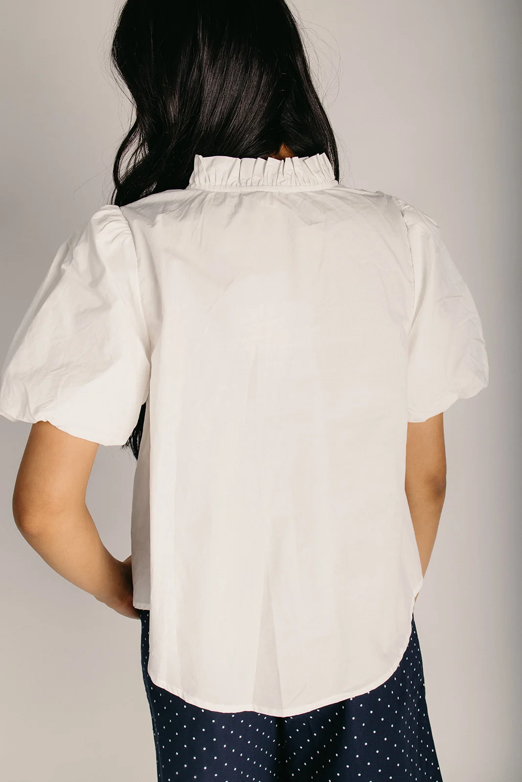 The Espana Smocked Poplin Blouse in Ivory - Image 2