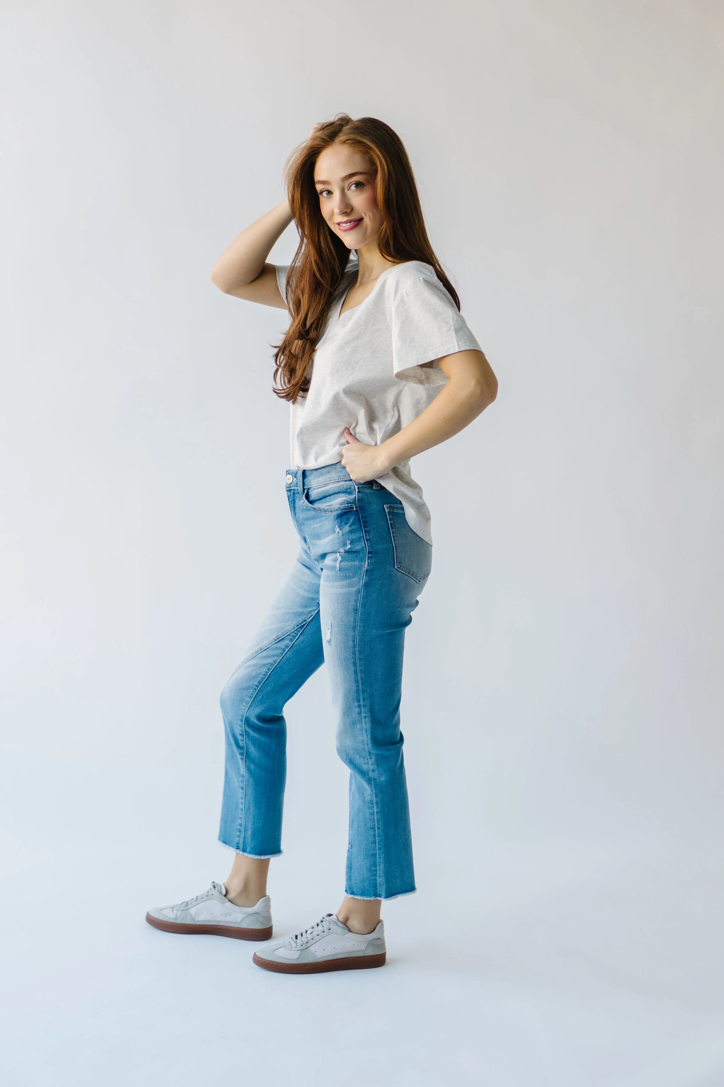 The Essential V-Neck Tee in Heather Grey - Image 5