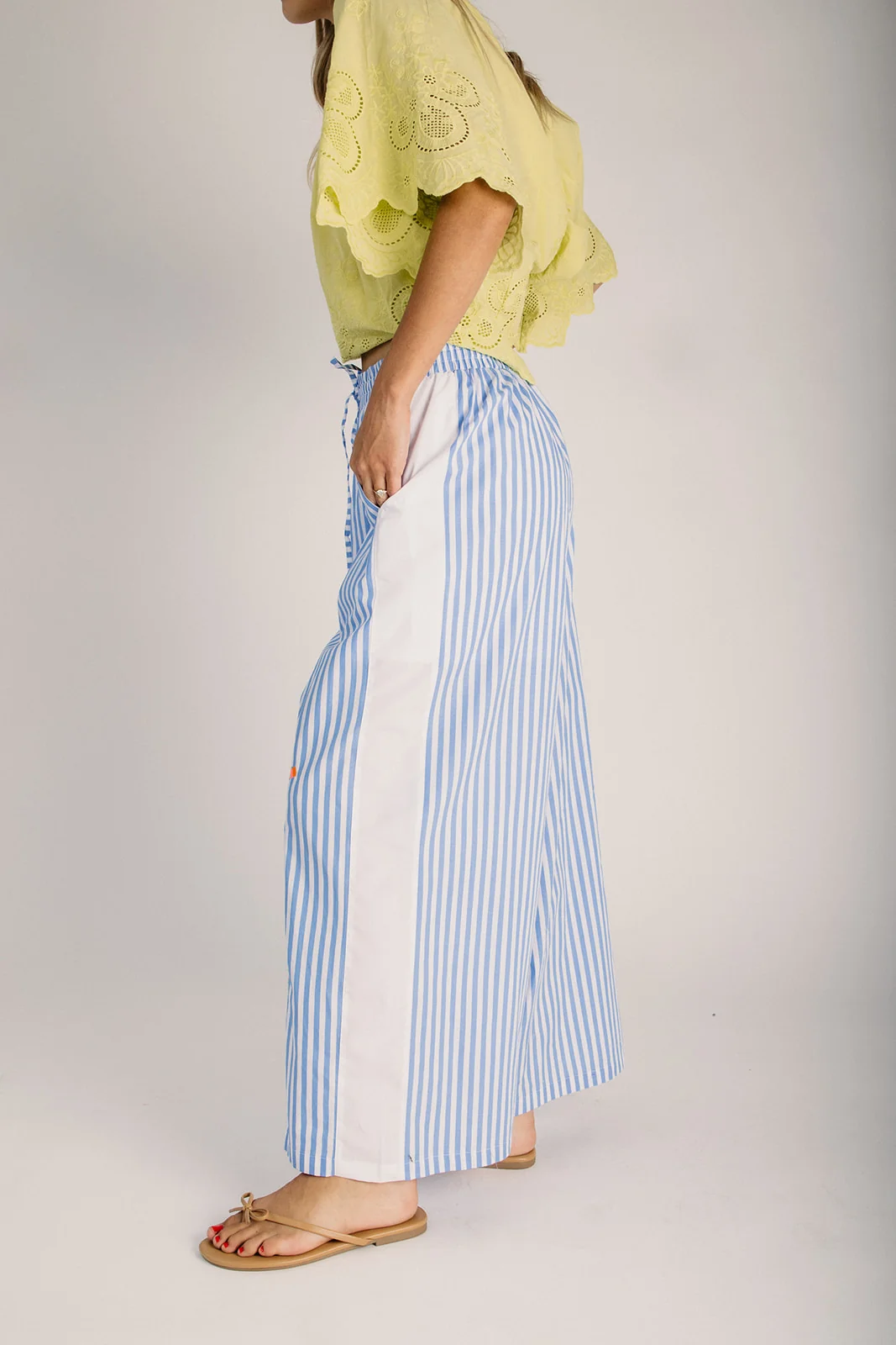 The Fannie Floral Embroidered Pant in Blue Mix - Image 4