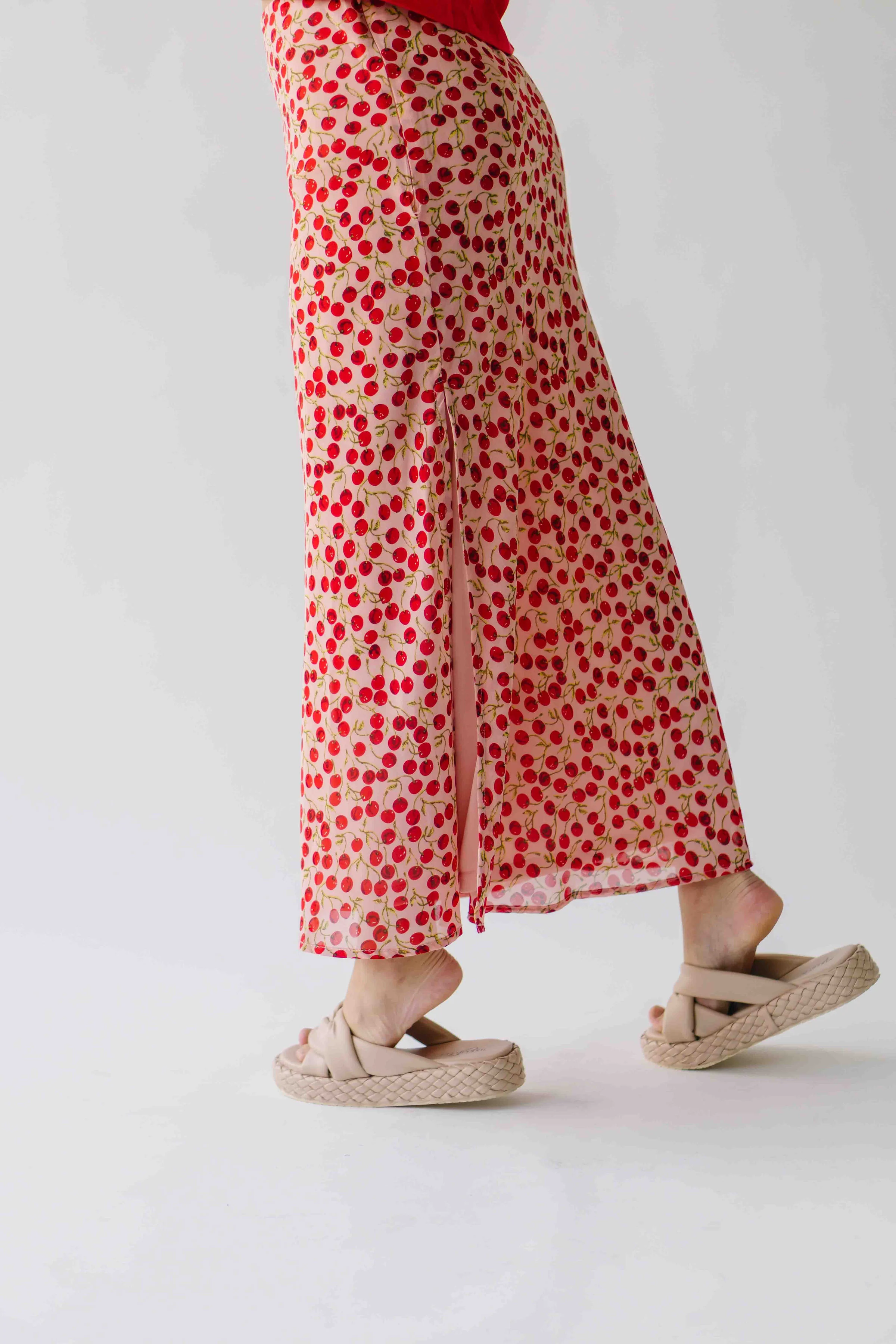 The Findlay Cherry Printed Maxi Skirt in Red Multi - Image 4