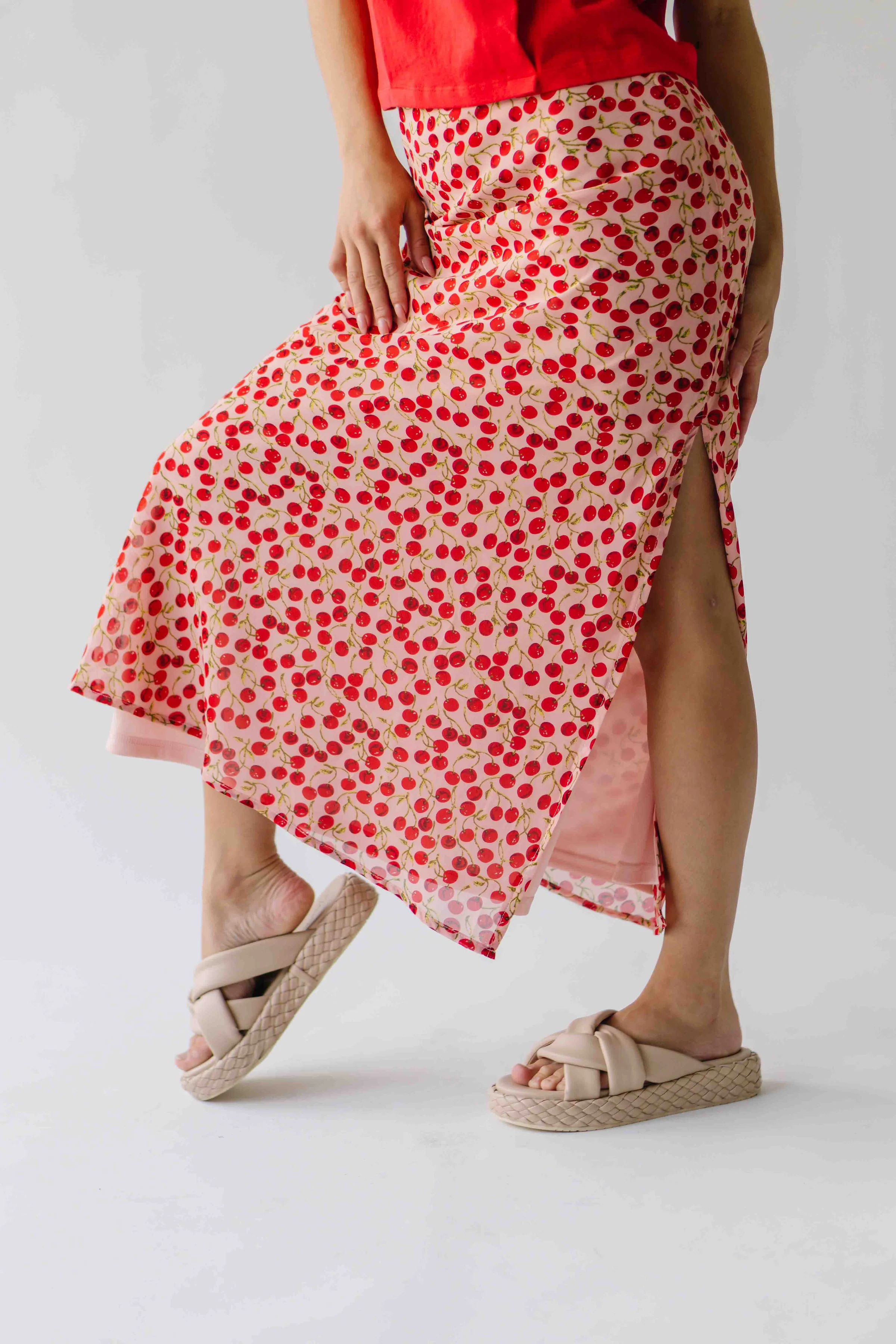 The Findlay Cherry Printed Maxi Skirt in Red Multi - Image 7