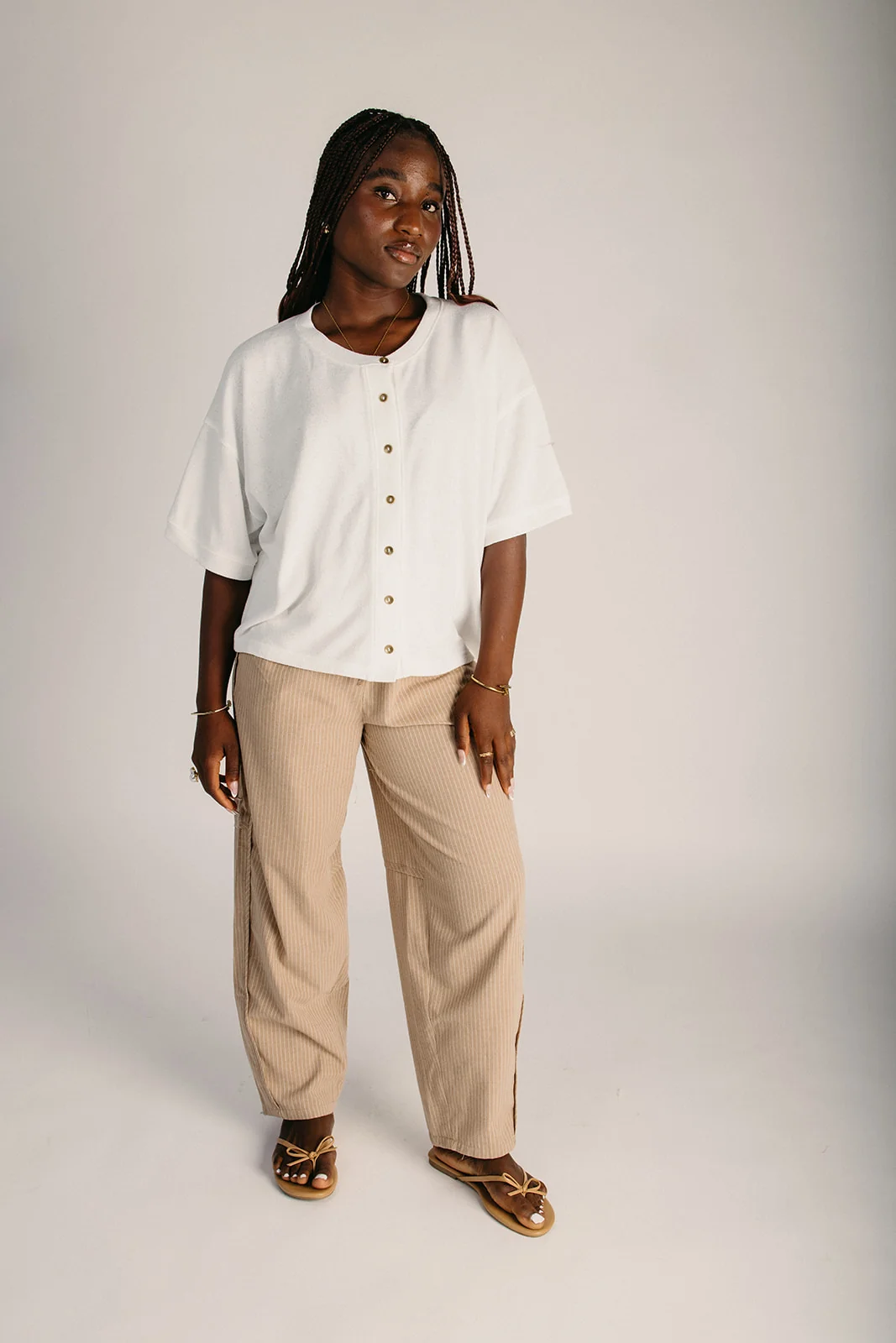 The Fiora Linen Blend Pant in Taupe + Oatmeal - Image 5