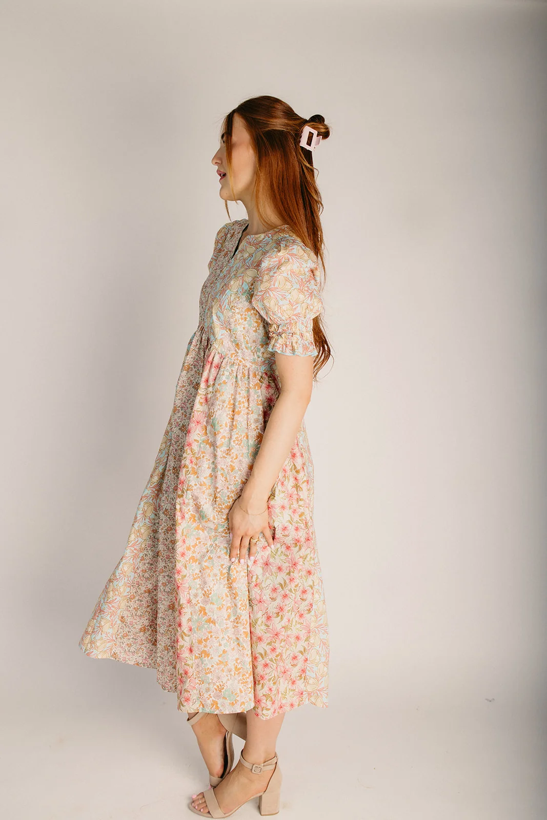 The Frankie Floral Midi Dress in Rose Mix - Image 3
