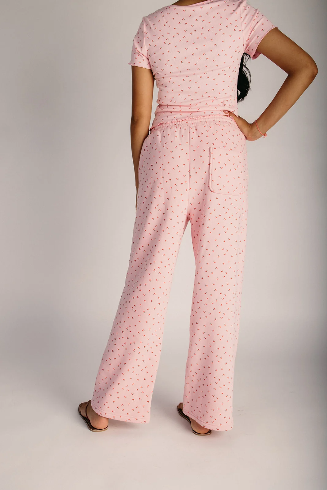 The Garretson Cherry Print Lounge Pant in Pink - Image 2
