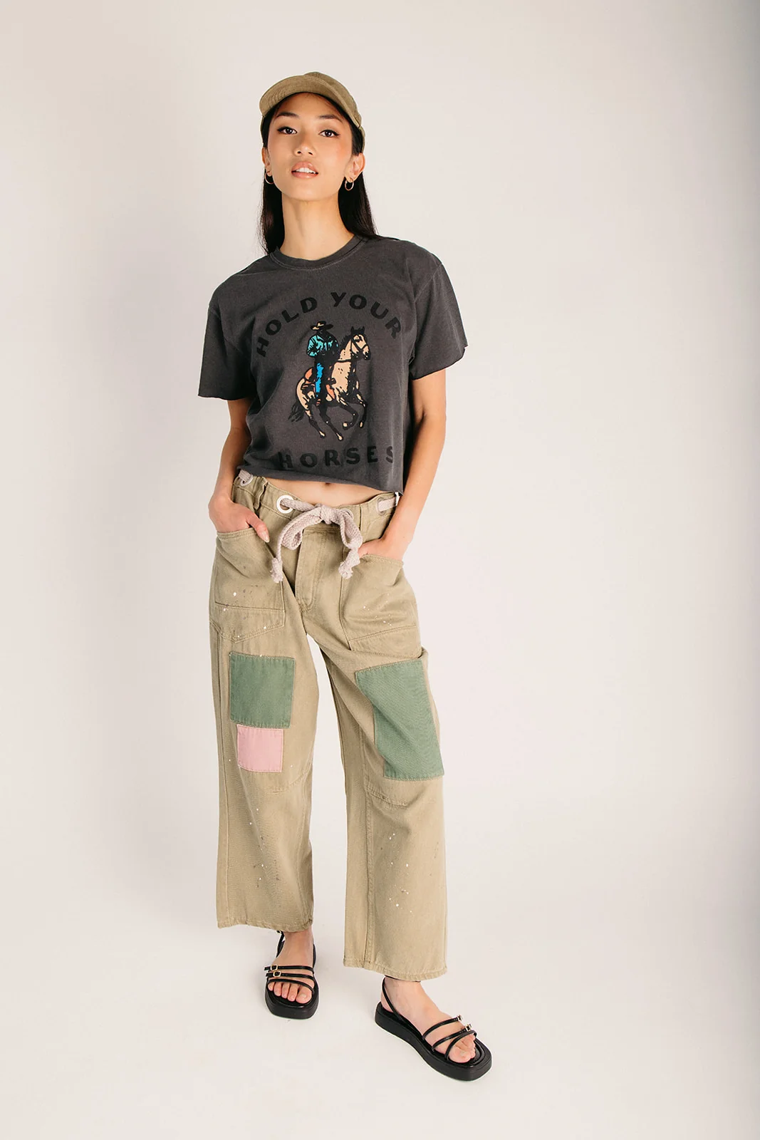 The Gaston Painted Rope String Jean in Olive - Image 3