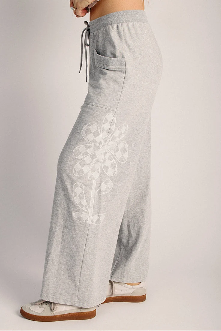 The Gennari Checkered Flower Pant in Heather Grey