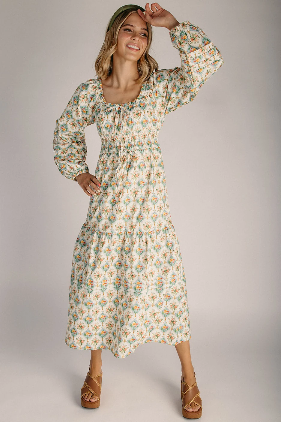 The Gladin Floral Maxi Dress in Cream Multi
