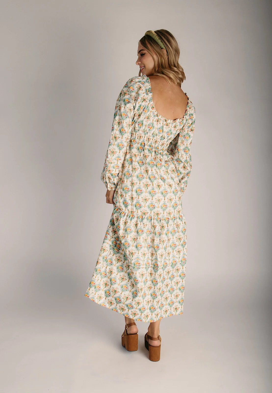 The Gladin Floral Maxi Dress in Cream Multi - Image 2