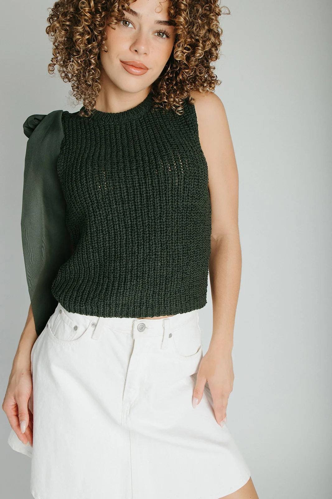 The Gosney Bow Detail Tank in Green - Image 7