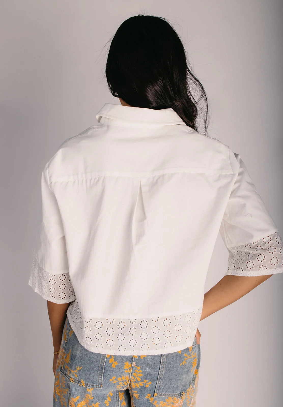 The Grevin Eyelet Hem Blouse in Off White - Image 2
