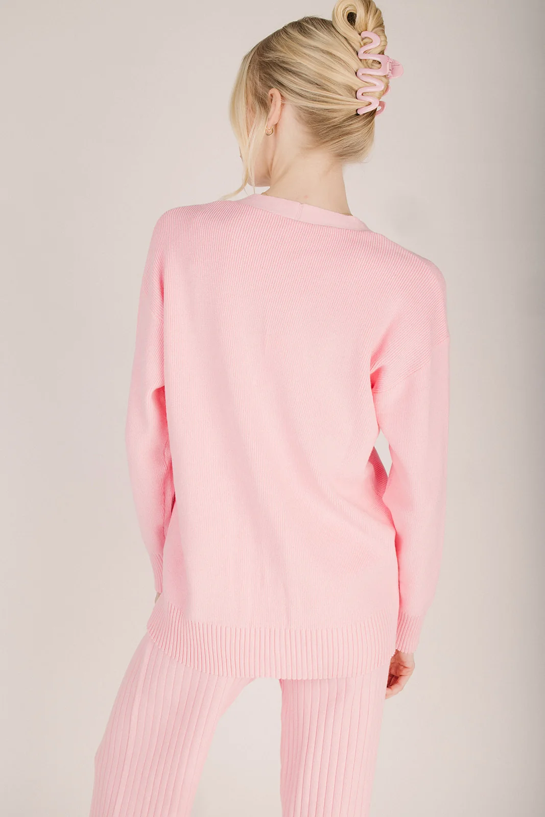 The Groves Knit Button-Up Cardigan in Punch - Image 2