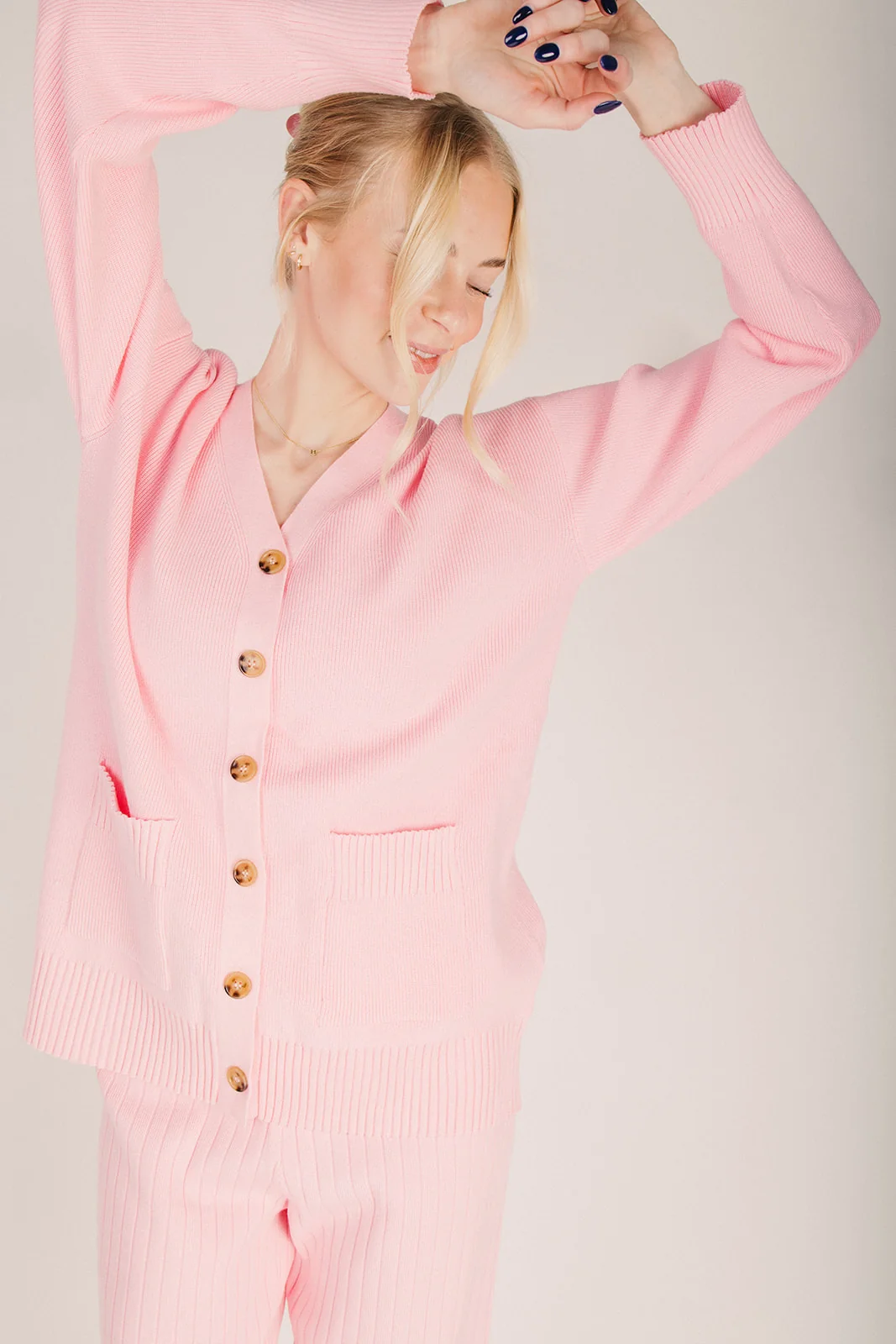 The Groves Knit Button-Up Cardigan in Punch - Image 6