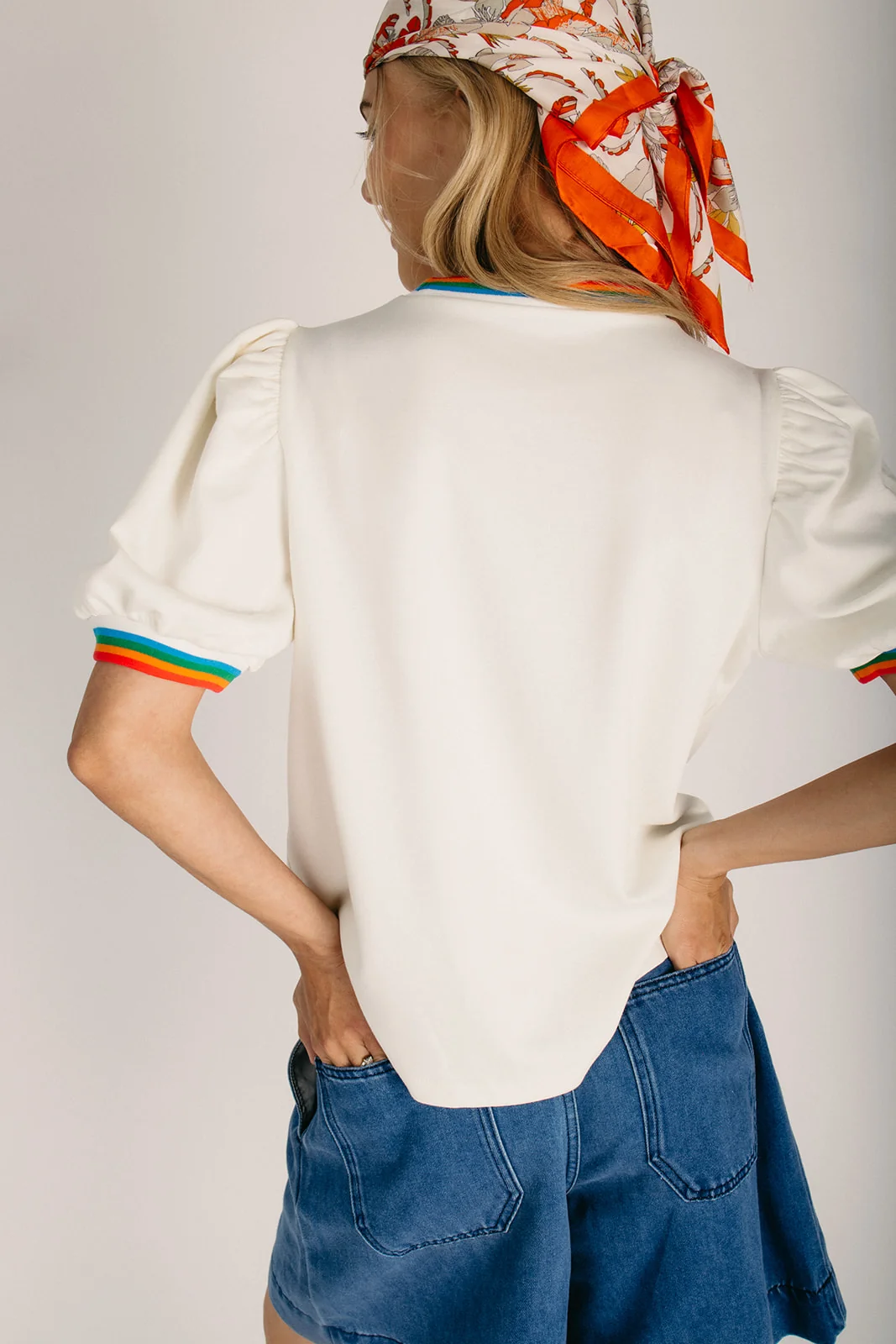 The Hagler Contrast Hem Tee in Cream - Image 2