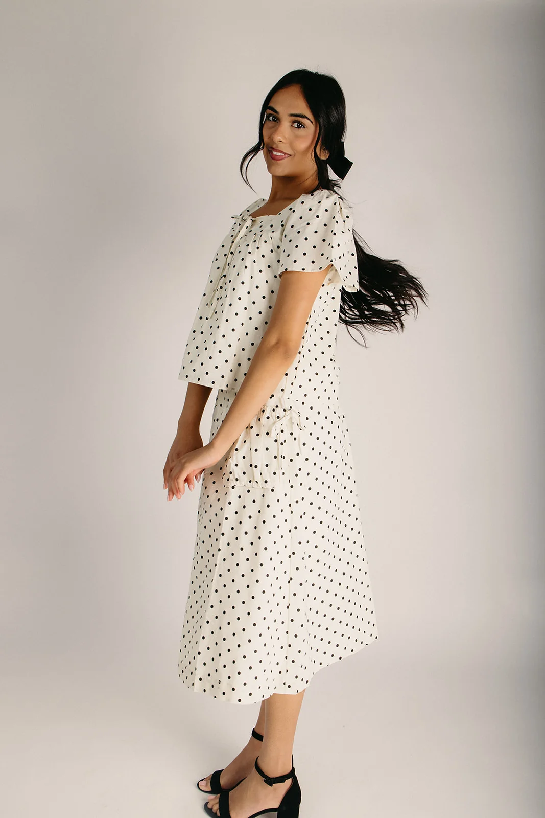 The Hamlet Cargo Polka Dot Midi Skirt in Cream - Image 5