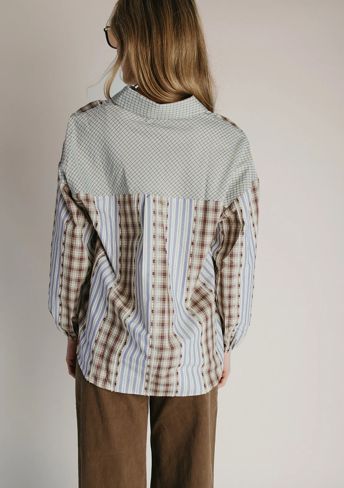 The Hartley Button-Up Blouse in Walnut Combo - Image 3