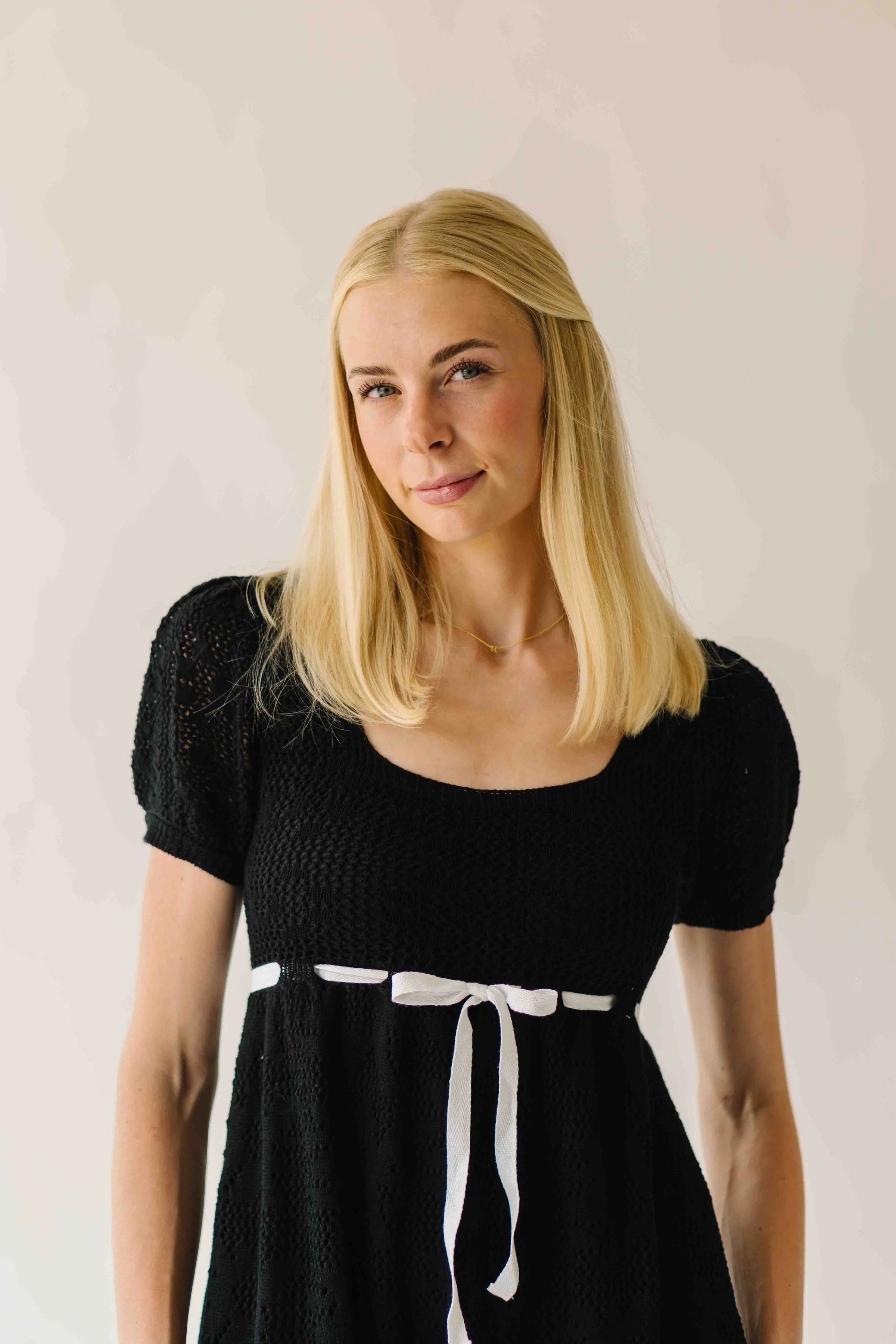 The Hulbert Crochet Square Neck Dress in Black - Image 5