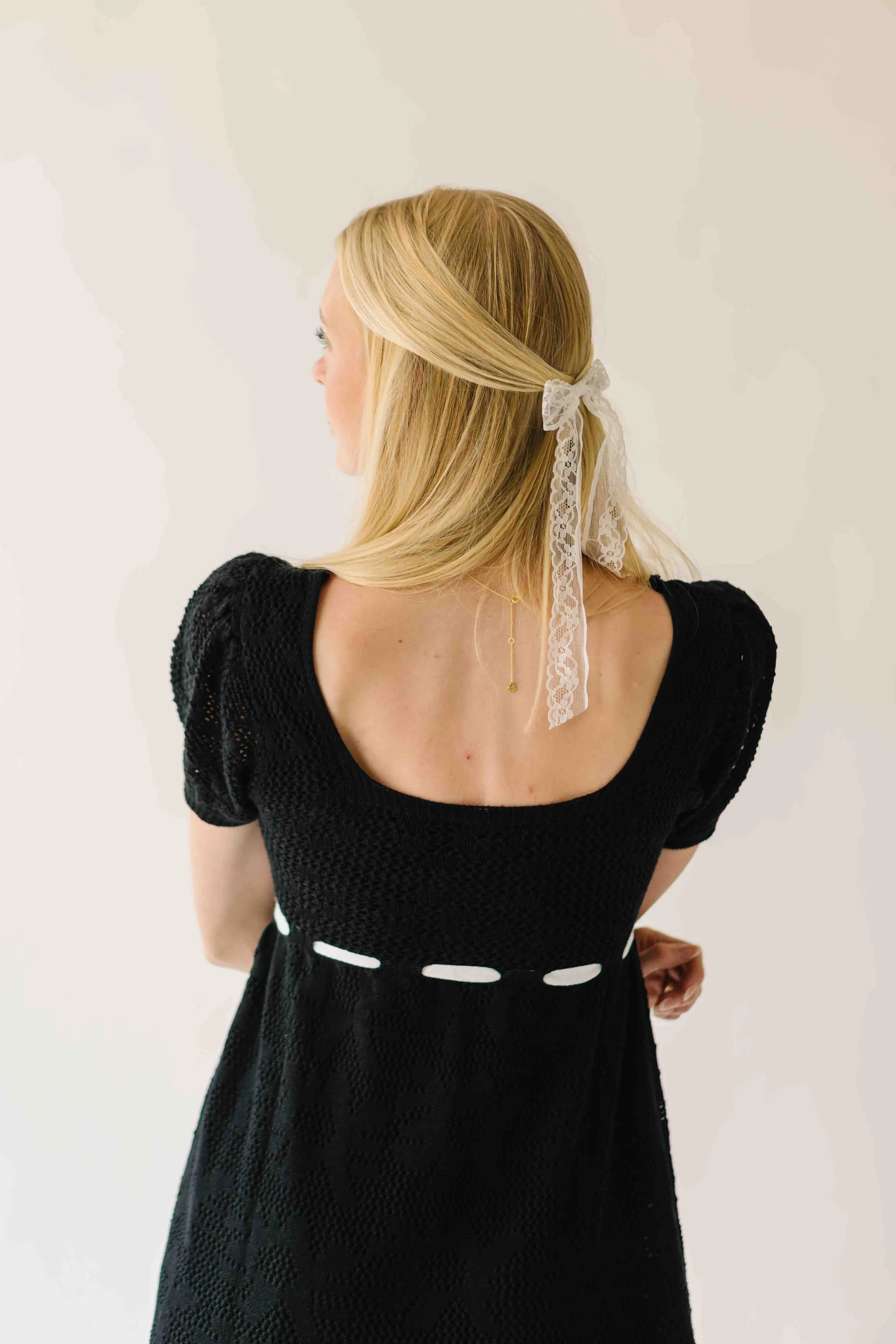 The Hulbert Crochet Square Neck Dress in Black - Image 6