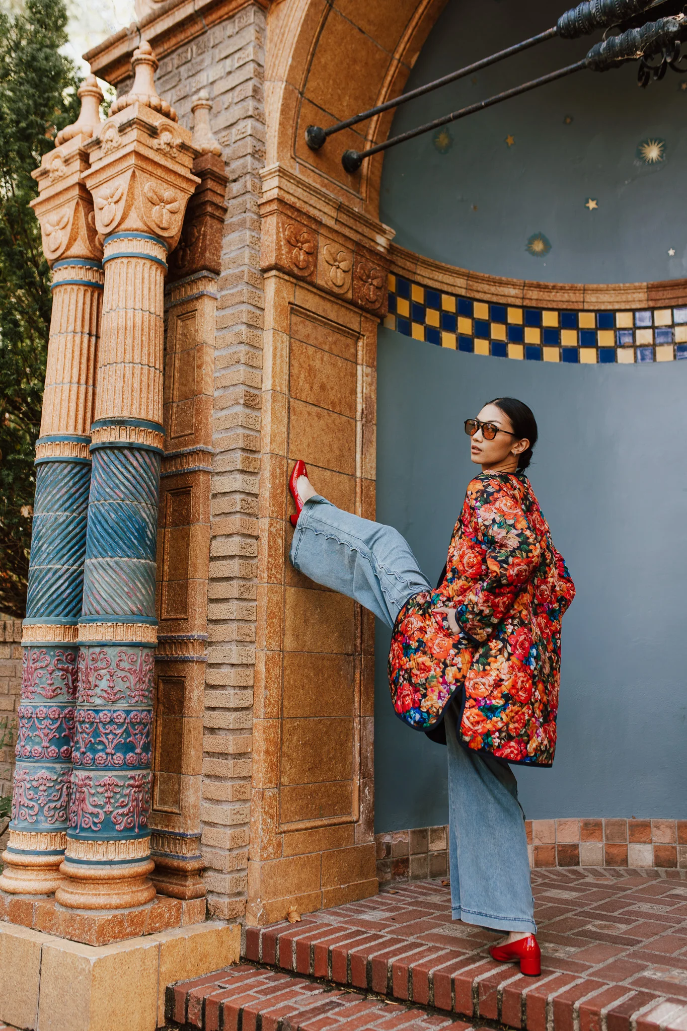 The Janice Quilted Jacket in Navy Floral - Image 4