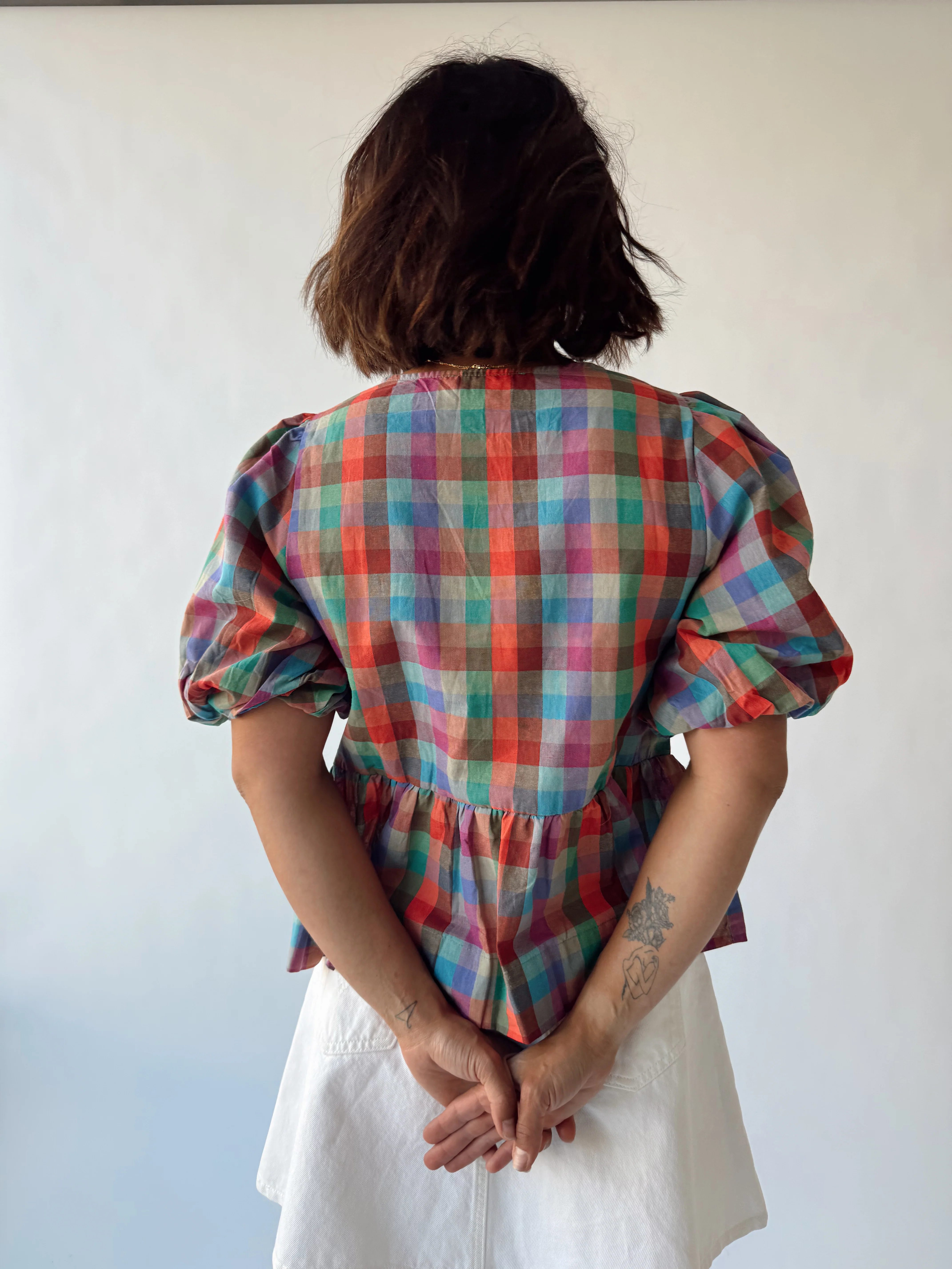 The Jazlyn Tie-Front Plaid Blouse in Multi - Image 2