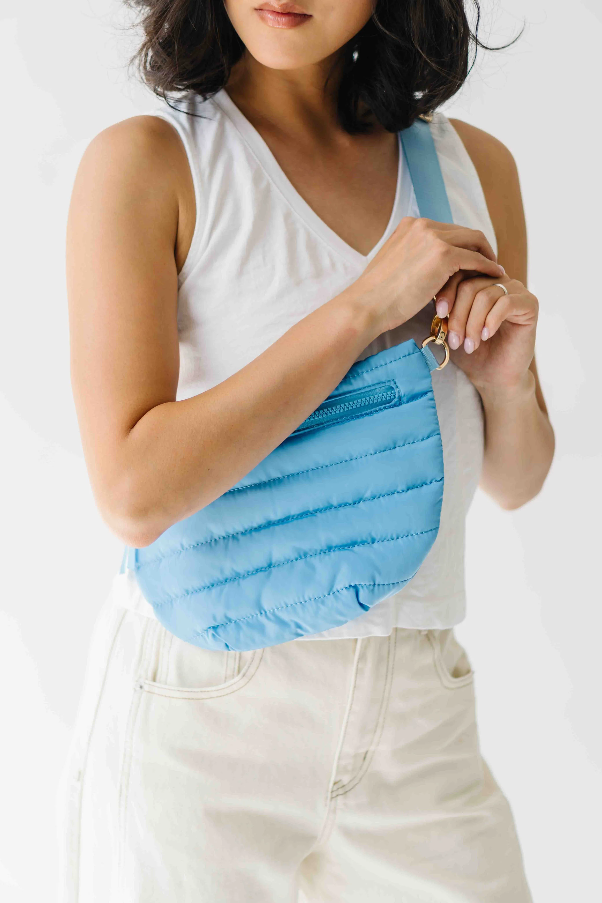 The Jolie Puffer Belt Bag in Carolina Blue - Image 3