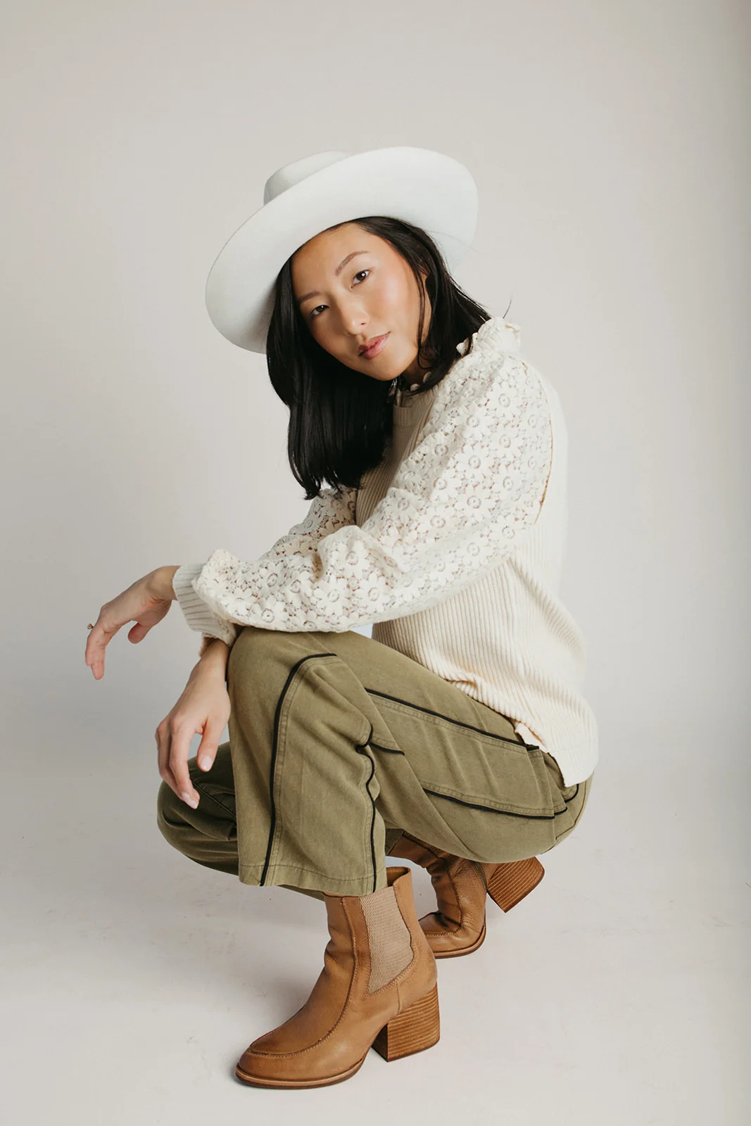 The Jude Lace Sleeve Blouse in Cream - Image 2
