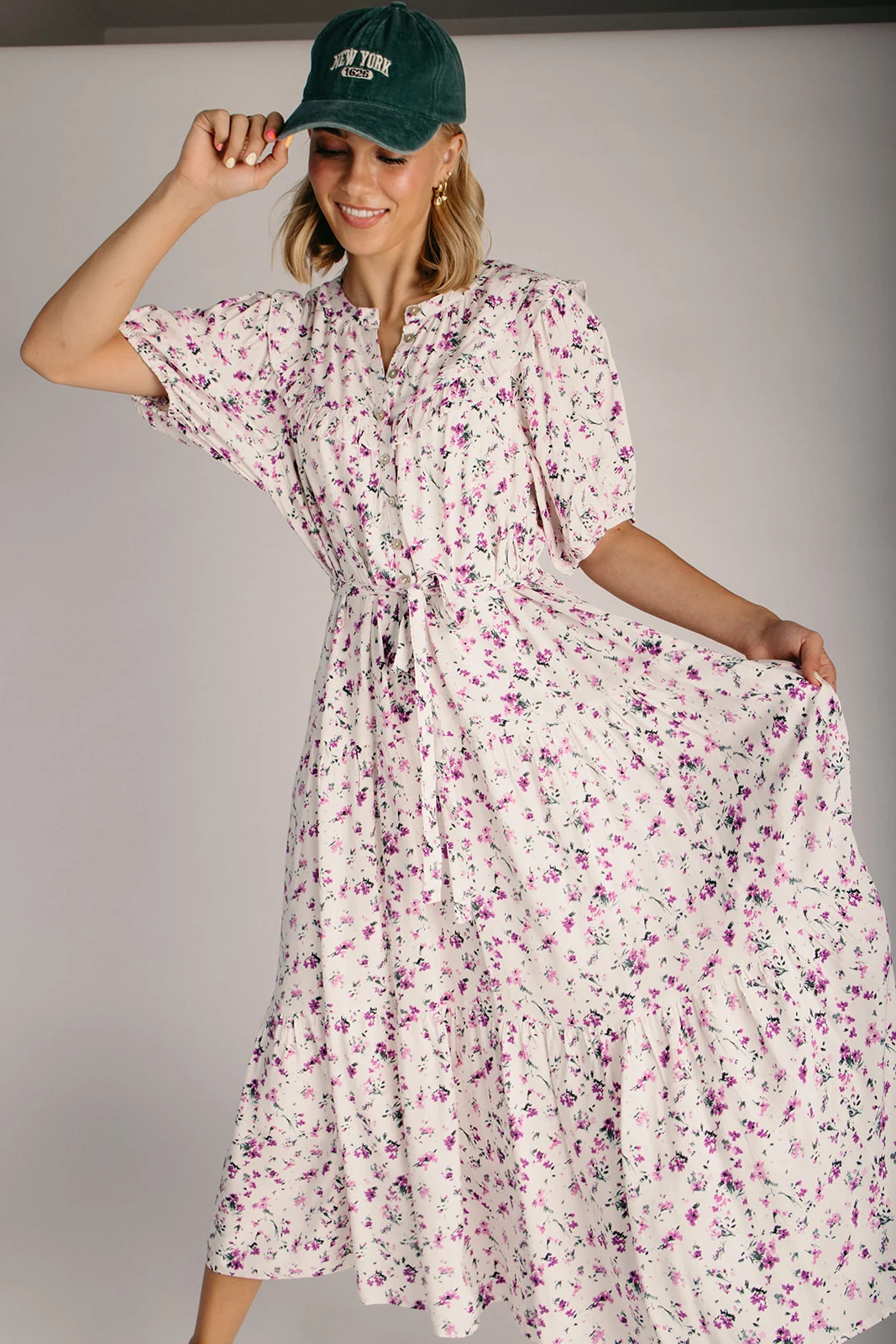 The Kamri Ruffled Floral Maxi Dress in Lavender - Image 3