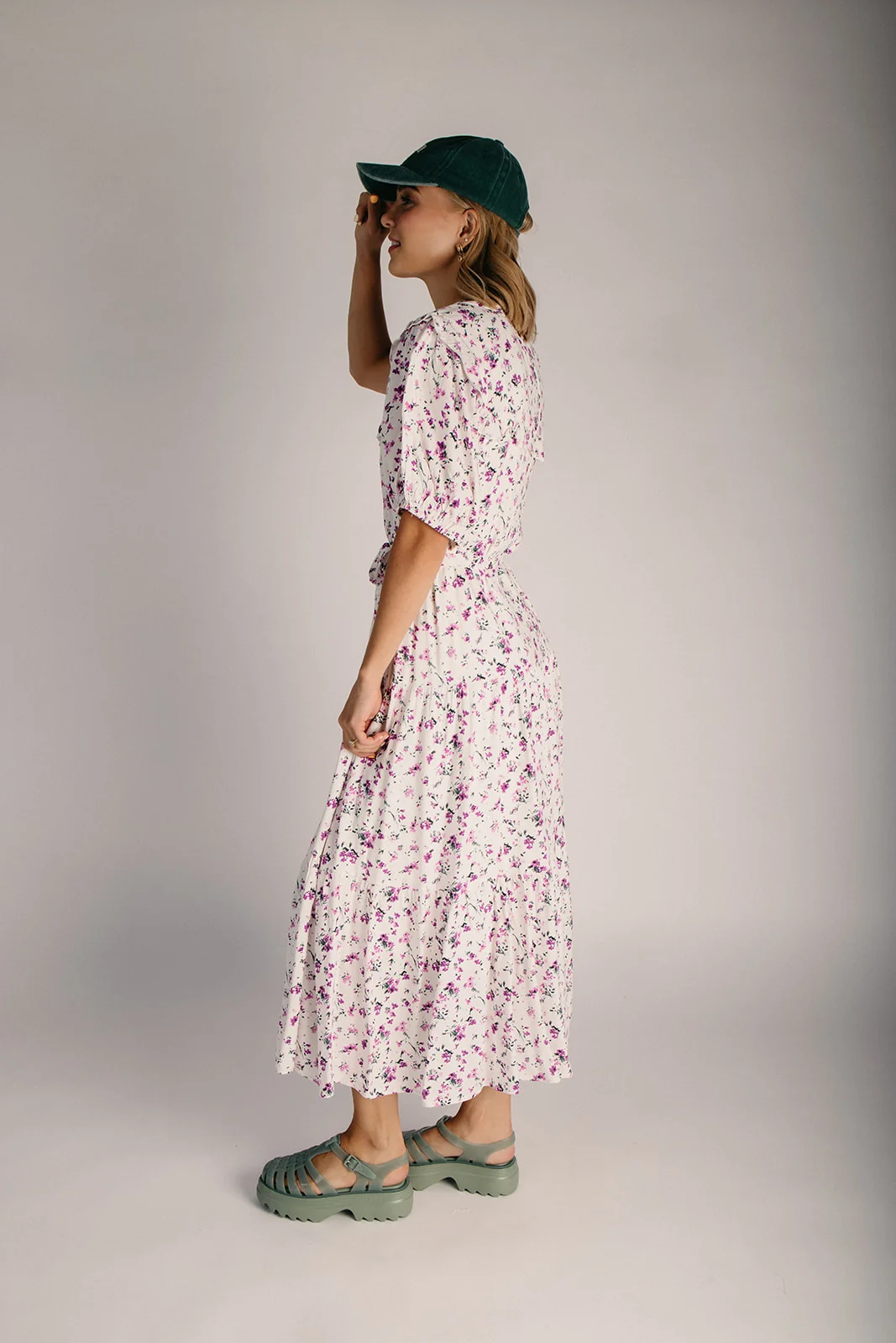 The Kamri Ruffled Floral Maxi Dress in Lavender - Image 5