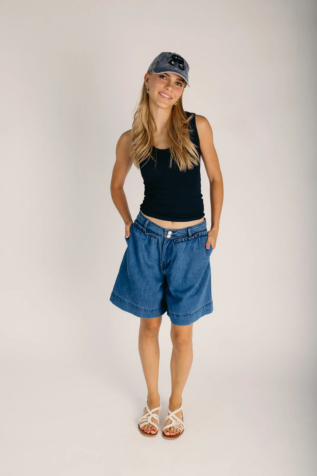 The Karkos Ruffle Pocket Bermuda Short in Medium Wash - Image 4