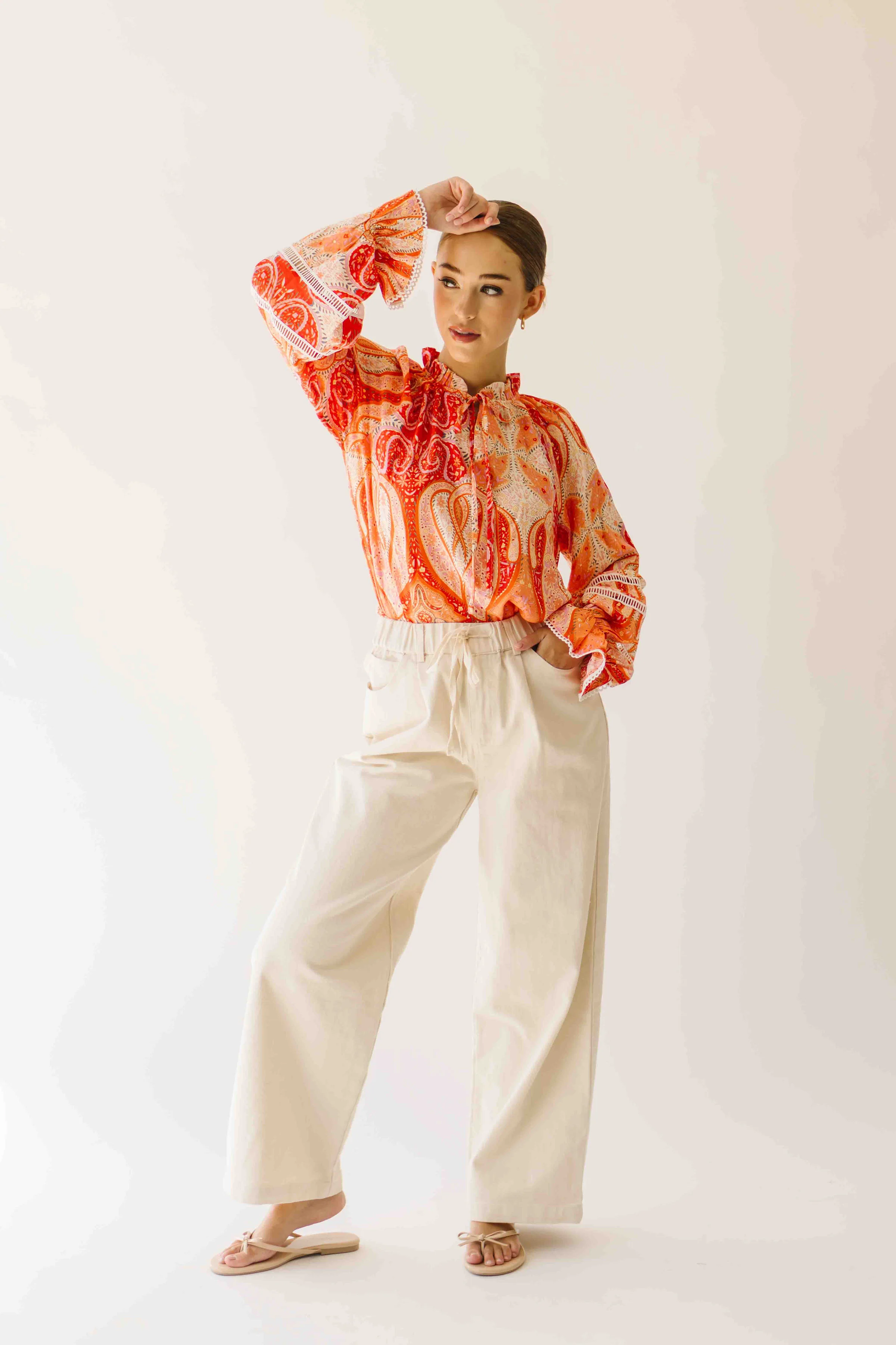 The Karla Paisley Patterned Blouse in Orange Multi - Image 5