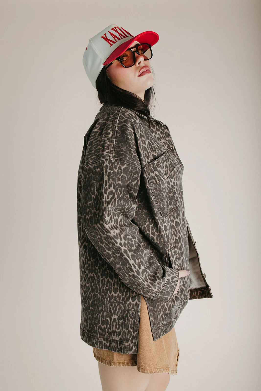 The Keara Oversized Denim Jacket In Leopard - Image 5