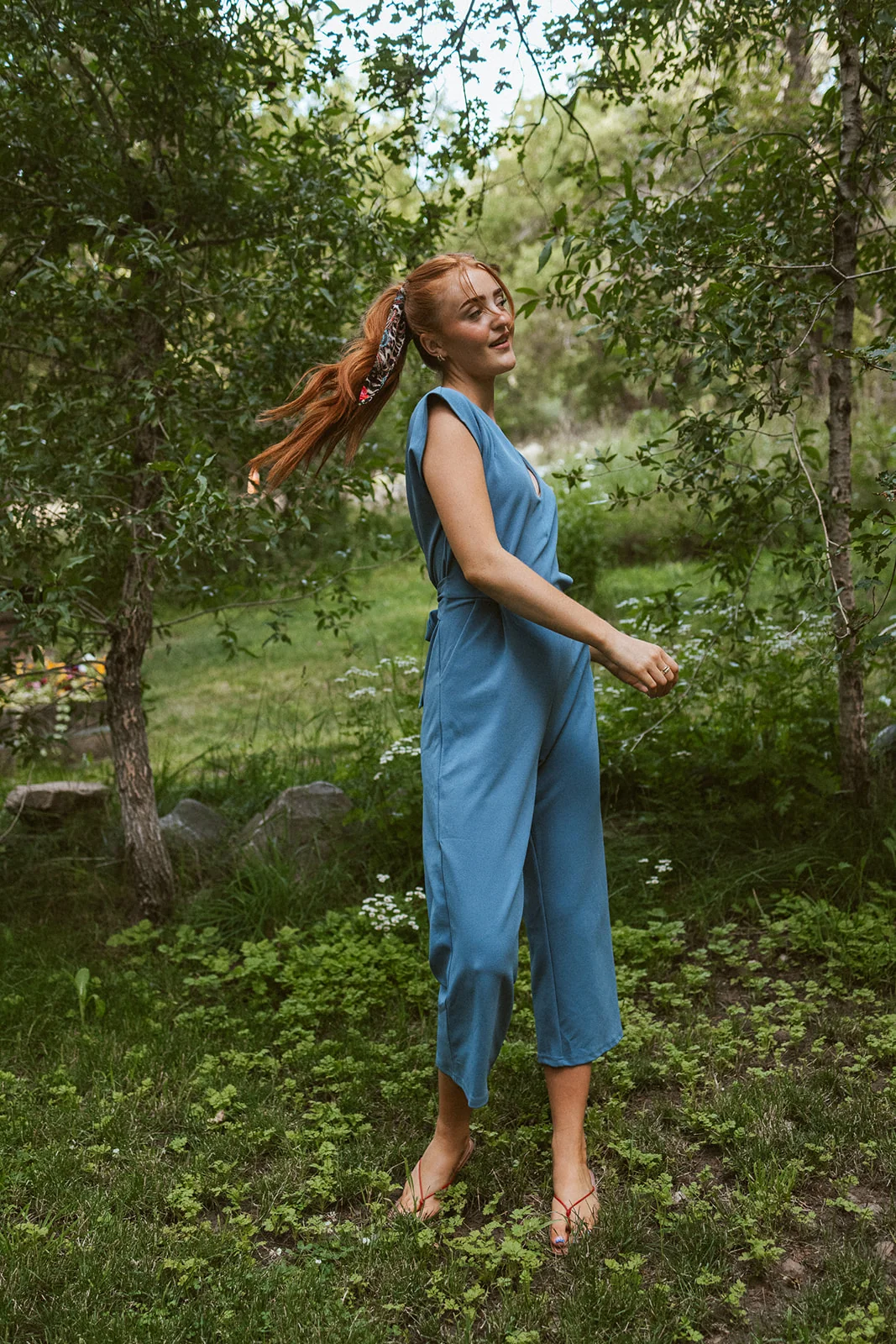 The Kenow Dolman Sleeve Jumpsuit in Dusty Blue - Image 3