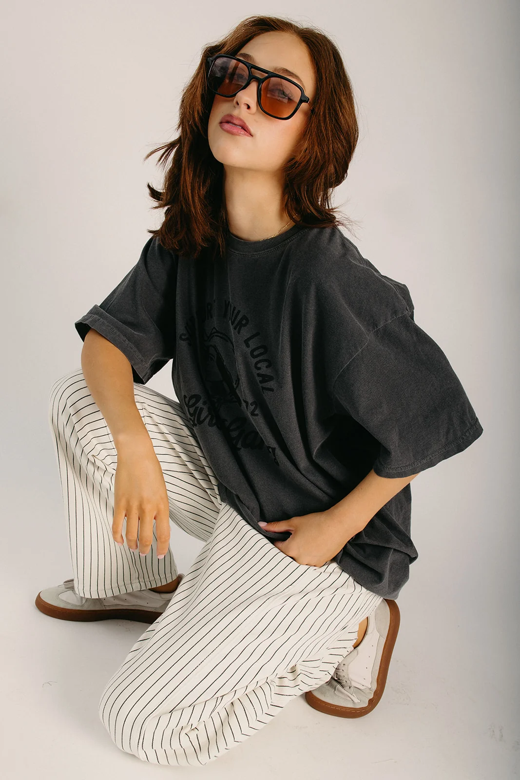 The Kisling Pinstriped Barrel Jean in White + Black - Image 6