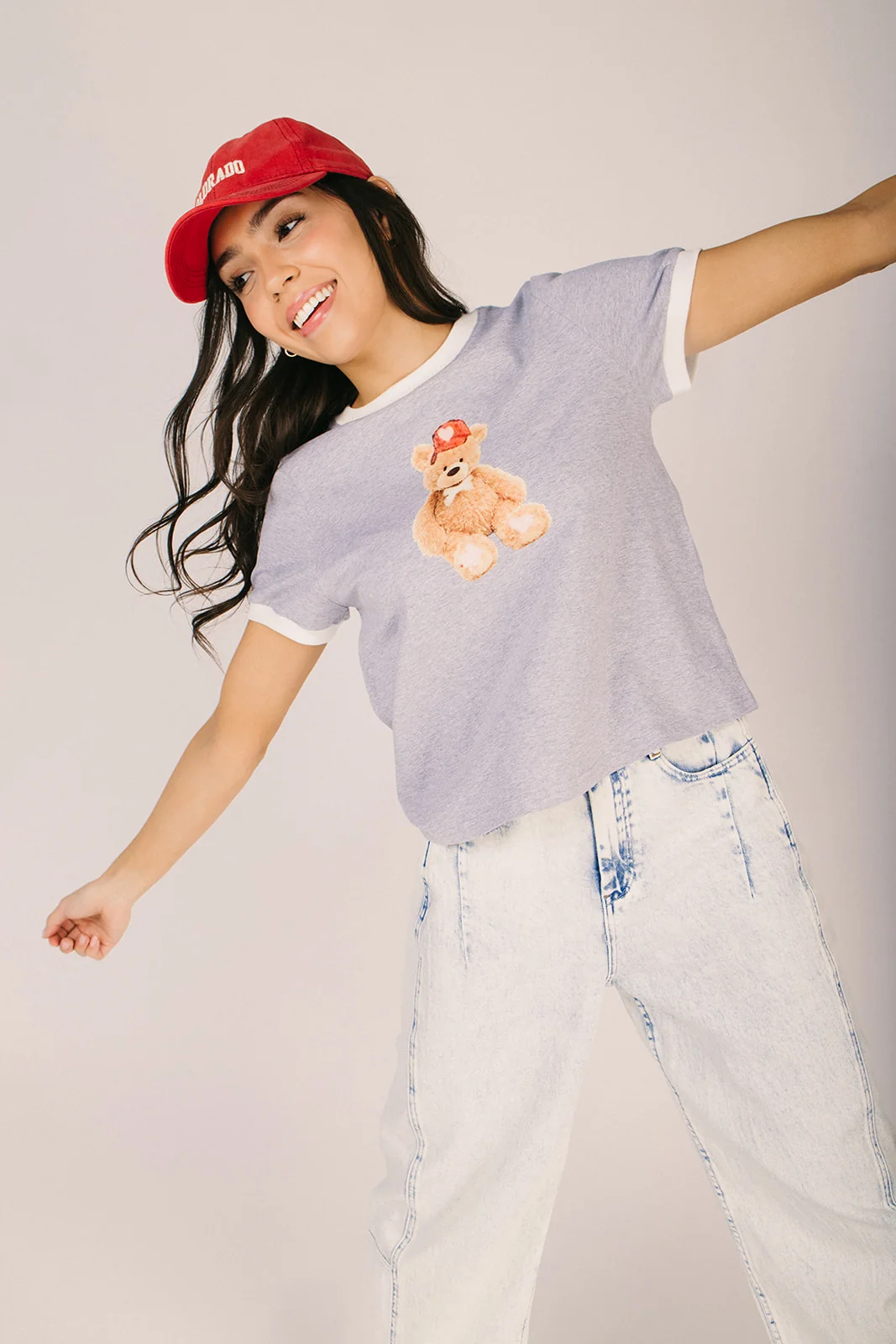 The Laughton Teddy Graphic Tee in Heather Grey