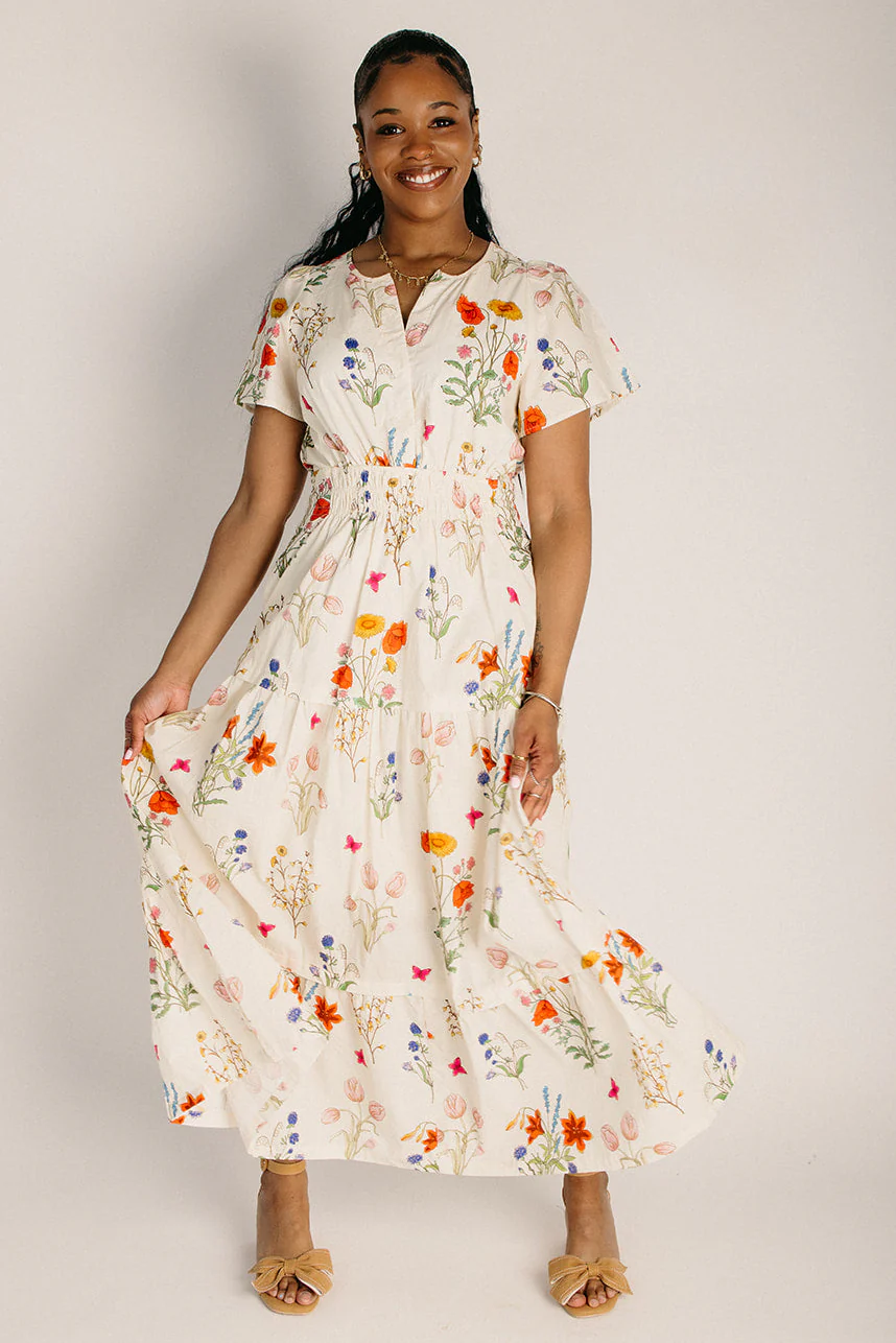 The Livvy Floral Maxi Dress in Ivory Combo