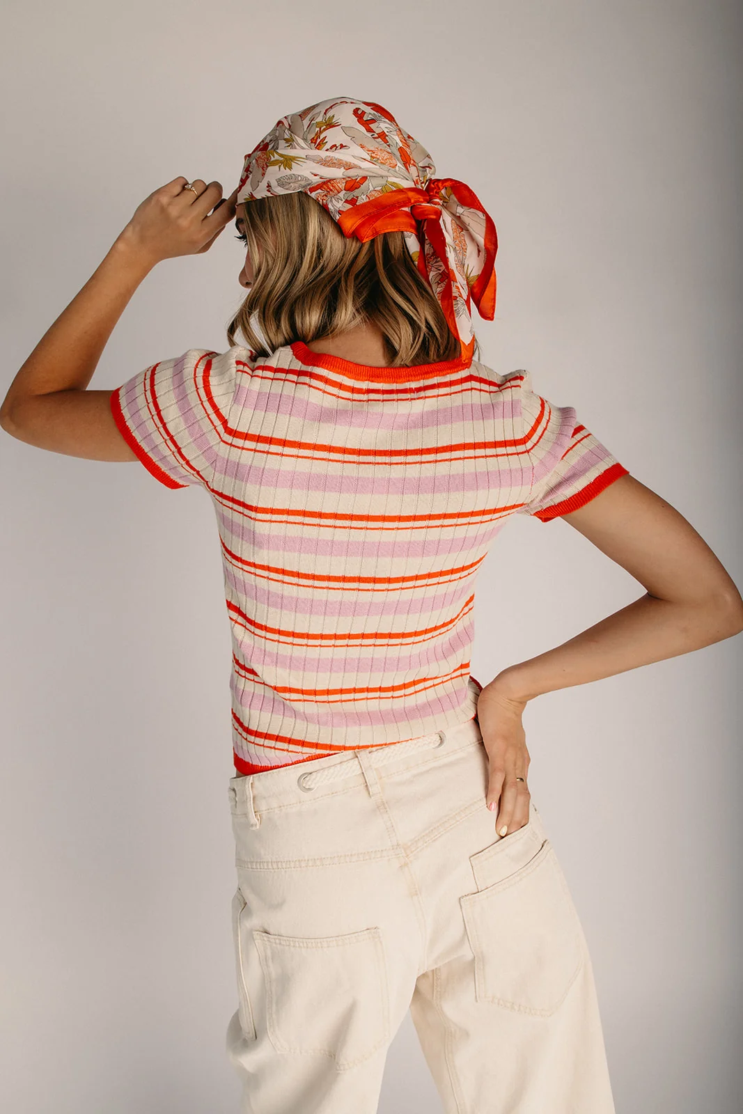 The Lolly Striped Blouse in Ivory Multi - Image 6