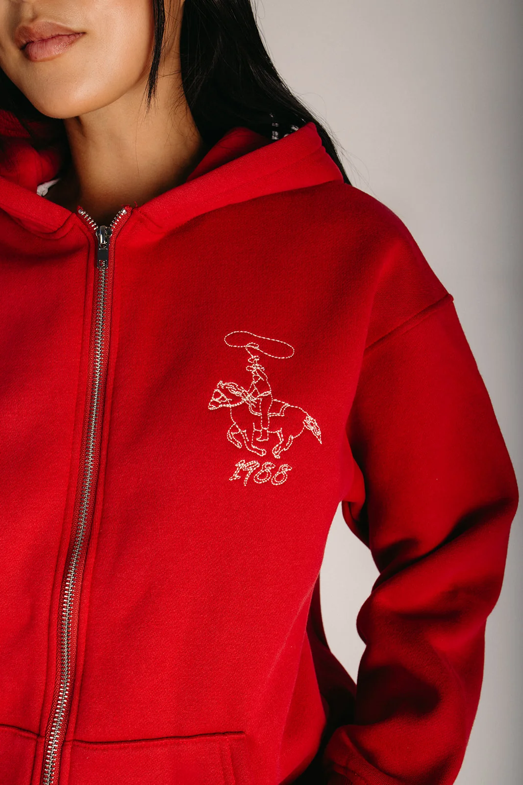 The Lucky Baby Zip Up Hoodie in Cherry Red - Image 5