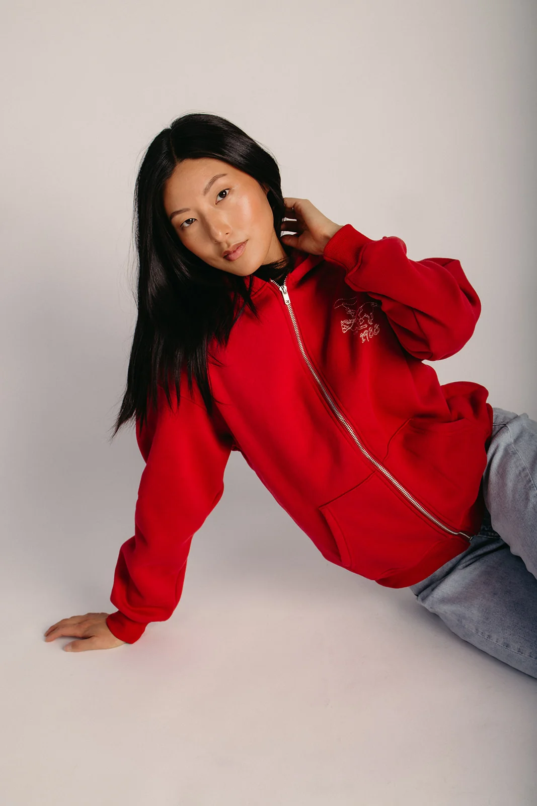 The Lucky Baby Zip Up Hoodie in Cherry Red - Image 8