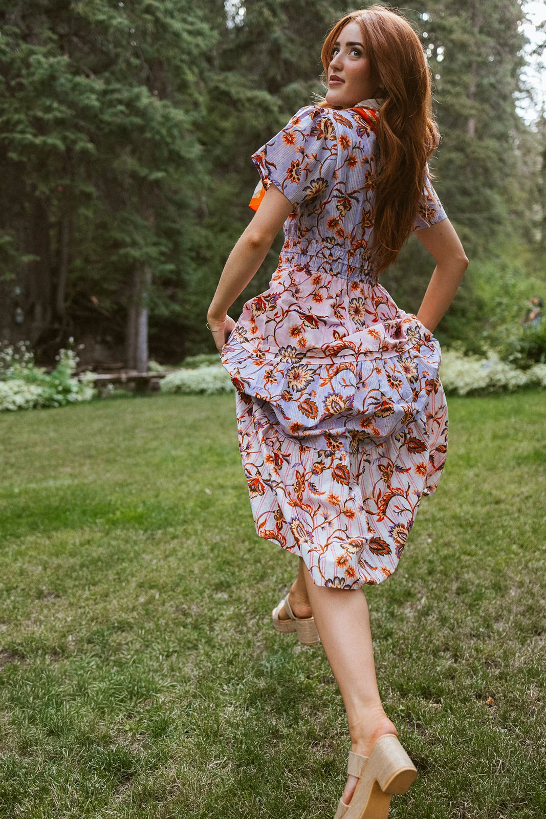 The Lunsford Tiered Paisley Midi Dress in Lavender Multi - Image 13